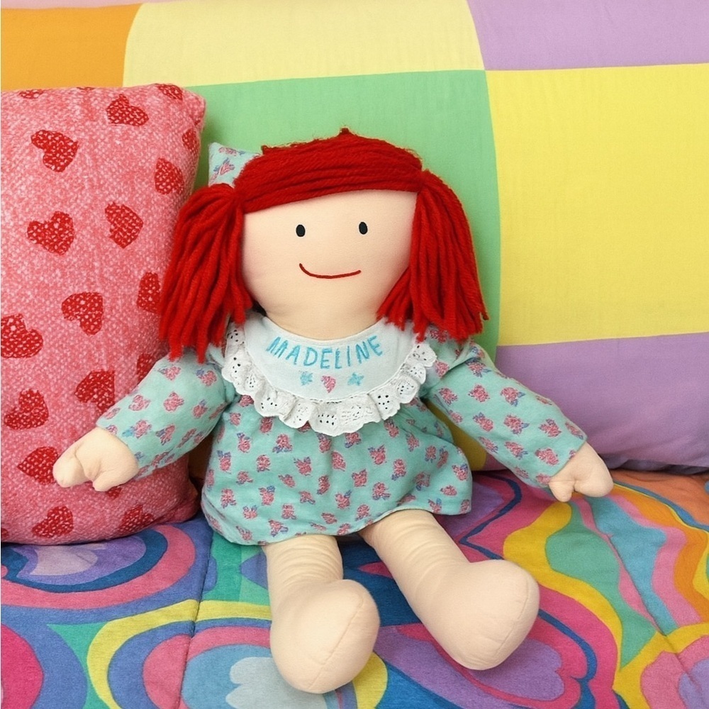 Vintage 1998 Eden Madeline Doll – Red Yarn Hair, Floral Pajamas, Appendix Scar